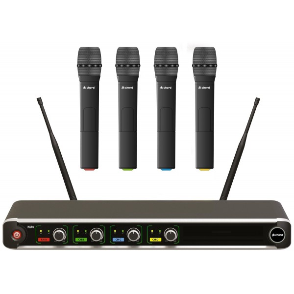 NU4-H Sistema inalámbrico UHF de 4 Canales con micros de mano