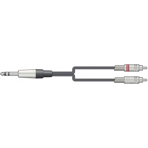 Cable Jack 6.3mm Stereo - 2 RCA Macho 3.0 mm