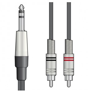 Cable Jack 6.3mm Stereo - 2 RCA Macho 3.0 mm