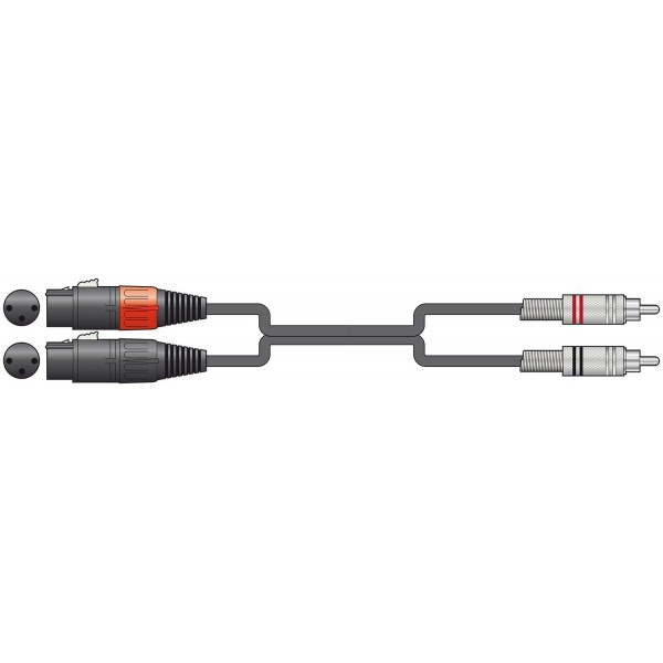 Cable 2 RCA Macho - 2 XLR Hembra 6.0 metros