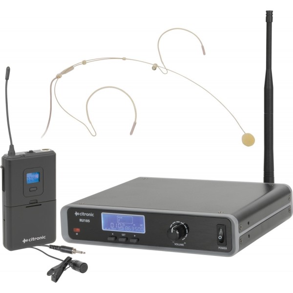 RU105-N Sistema inalámbrico UHF sintonizable PLL con transmisor de petaca