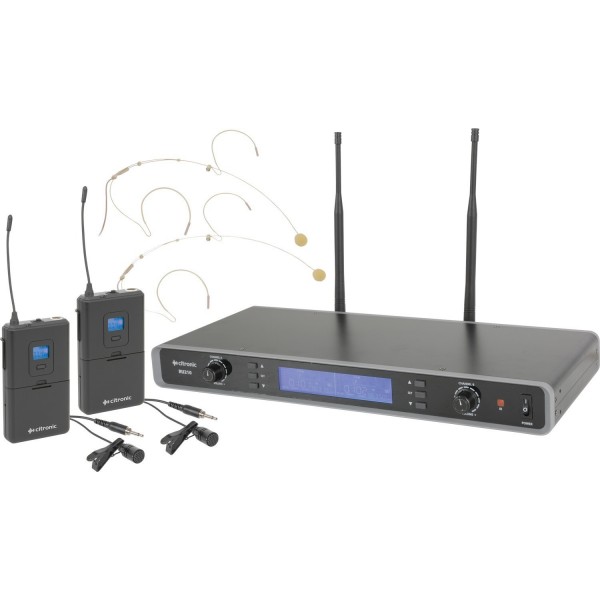 RU210-N Sistema inalámbrico UHF sintonizable con 2 transmisores de petaca